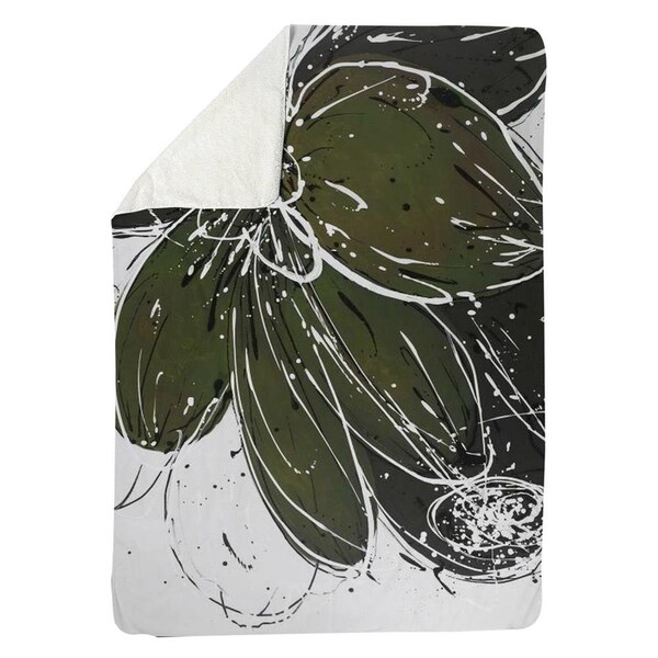 Kd Cuna 60 x 80 in. Green Flower with Splash Outline-Sherpa Fleece Blanket - KD3331792