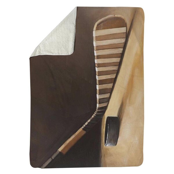 Begin Home Decor 60 x 80 in. Stick & Hockey Puck-Sherpa Fleece Blanket - 5545-6080-SP20