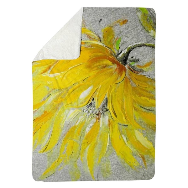 Kd Cuna 60 x 80 in. Yellow Flower-Sherpa Fleece Blanket - KD2787498
