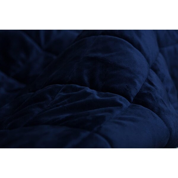 Homeroots 1 x 60 x 80 in. Luxry Cozy Soft Square Quilted Throw Blanket & Back Fleece Navy Blue - 303545