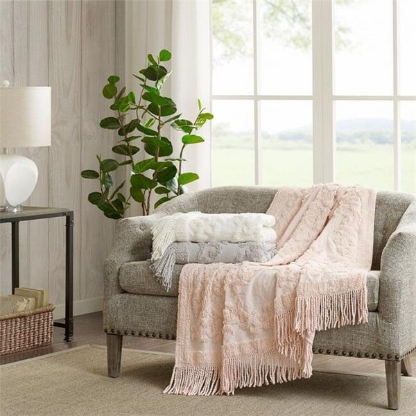Madison Park Madison Park MP50N-5511 50 x 60 in. Cotton Tufted Throw; Blush - MP50N-5511