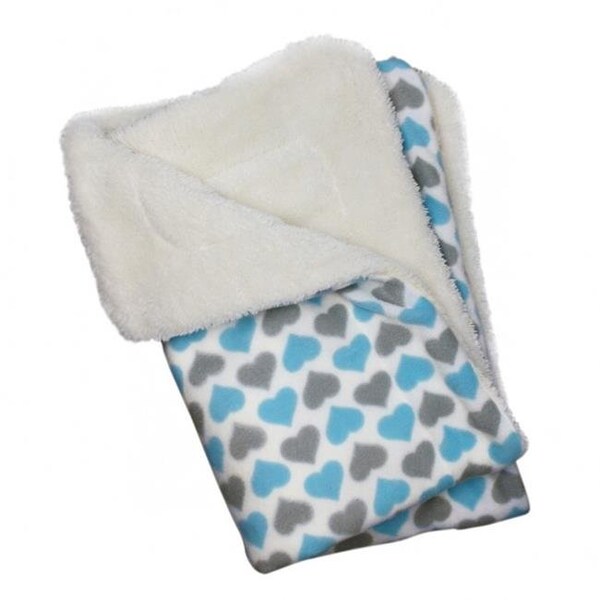 Klippo Klippo KBLNK071 Blue & Gray Hearts Fleece & Plush Blanket - KBLNK071