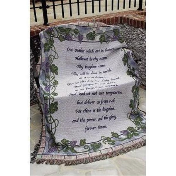 Manual Woodworkers & Weavers Manual Woodworkers & Weavers ATLORD 50 x 60 in. The Lords Prayer Tapestry Throw Blanket - ATLORD