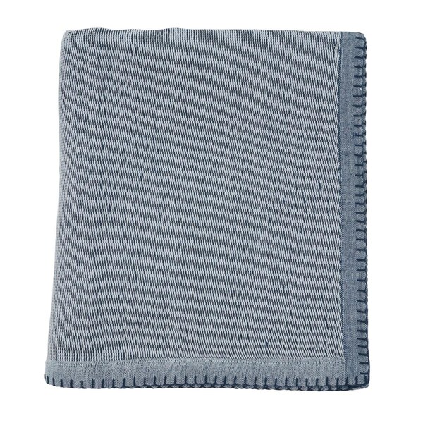 Doba-Bnt SARO  50 x 60 in. Whipstitch Throw Blanket  Navy Blue - SA3753162