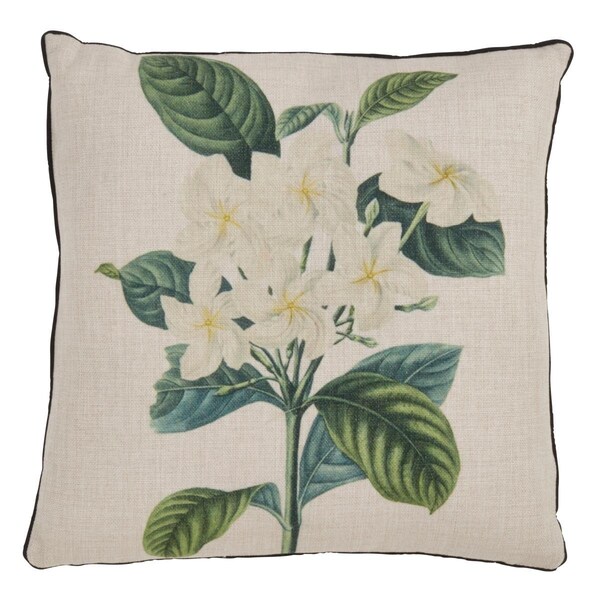 Rlm Distribution SARO  18 in. Square Gardenia Print Throw Pillow - Natural - HO2657358