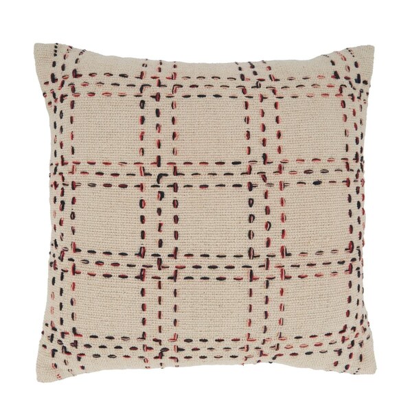 Rlm Distribution 20 x 20 in. Isla Berry Design Stitched Checker Throw Pillow with Poly Filling, Natural - HO2658485