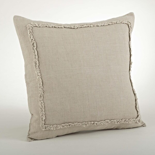 Rlm Distribution SARO  20 in. Square Linen Ruffled Design Throw Pillow - Natural - HO2657445