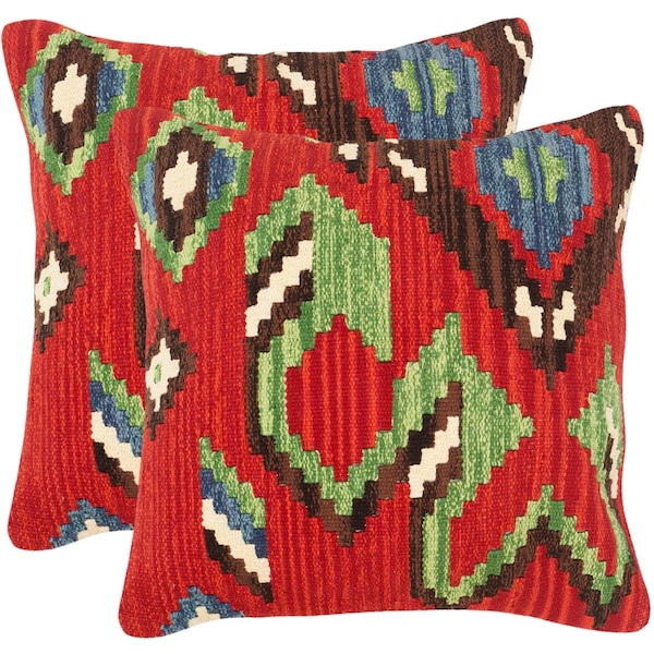 Safavieh 20 x 20 in. Katsina Pillow with Blanket, Red, 2PK - DEC155A-2020-SET2