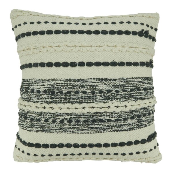 Rlm Distribution 18 in. Down Filled Stripe Woven Throw Square Pillow, Black & White - HO3196003