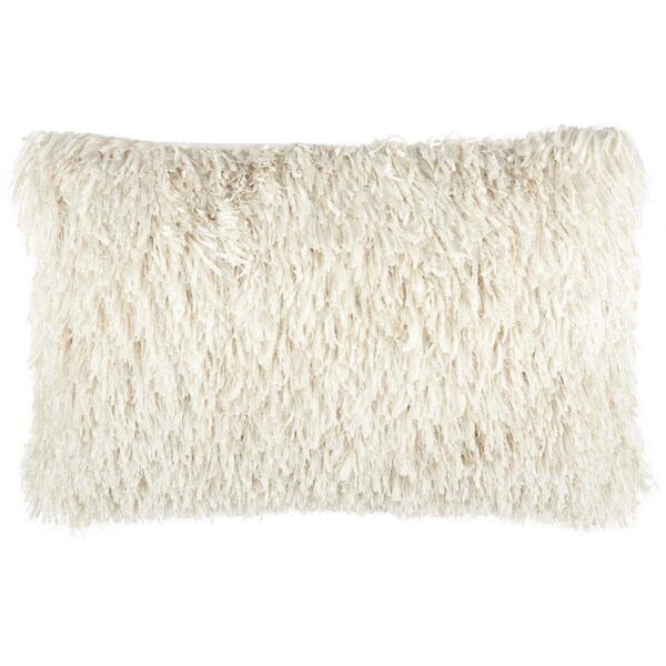 Homeroots 14 x 24 in. Long Ivory Shag Throw Pillow - 386422