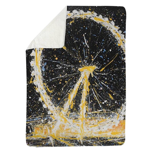 Begin Home Decor 60 x 80 in. Abstract London Eye-Sherpa Fleece Blanket - 5545-6080-CI303