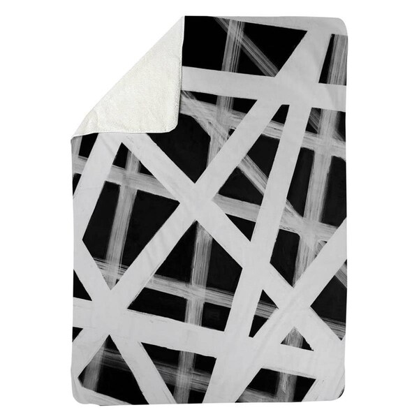Begin Home Decor 60 x 80 in. Geometric Stripes-Sherpa Fleece Blanket - 5545-6080-AB31-1