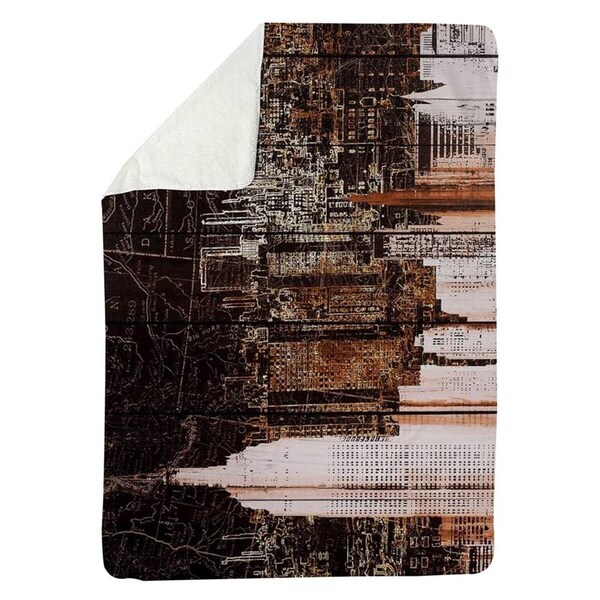 Begin Home Decor 60 x 80 in. The Empire City of Newyork-Sherpa Fleece Blanket - 5545-6080-CI298