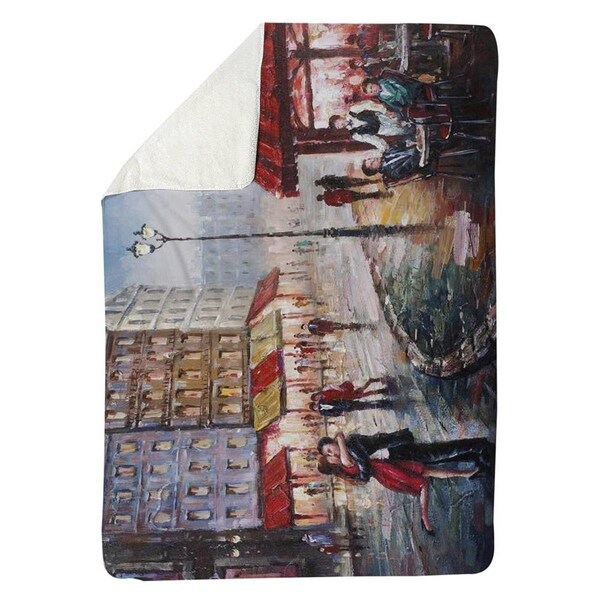 Begin Home Decor 60 x 80 in. Couple Kissing in the Street-Sherpa Fleece Blanket - 5545-6080-ST20
