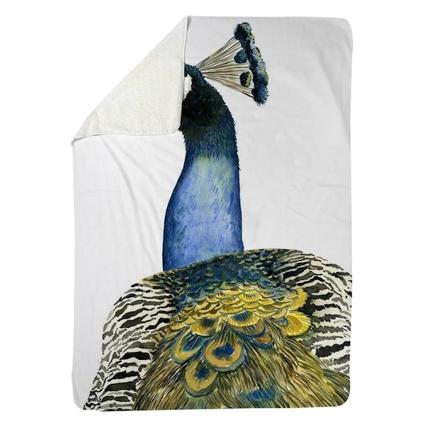 Kd Cuna 60 x 80 in. Watercolor Peacock-Sherpa Fleece Blanket - KD2790014