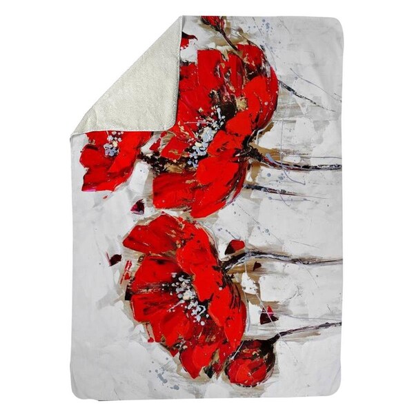 Kd Cuna 60 x 80 in. Abstract Poppy Flowers-Sherpa Fleece Blanket - KD2786868