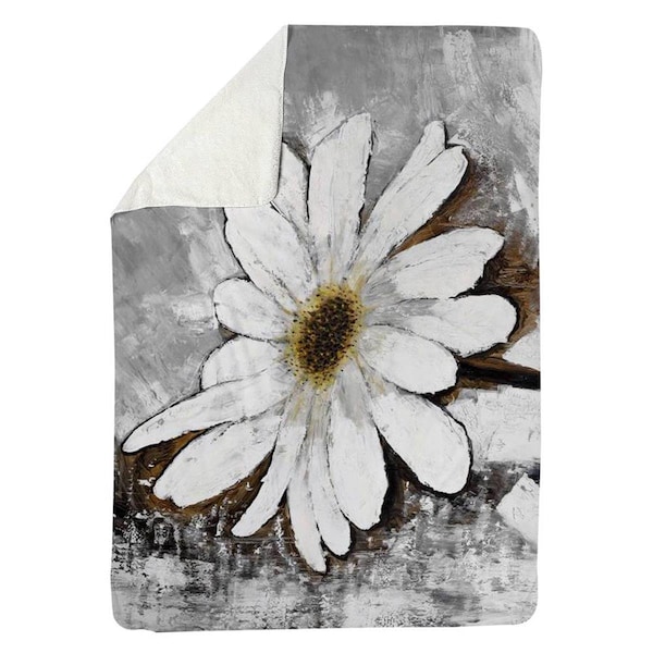 Begin Home Decor 60 x 80 in. Abstract Daisy-Sherpa Fleece Blanket - 5545-6080-FL145