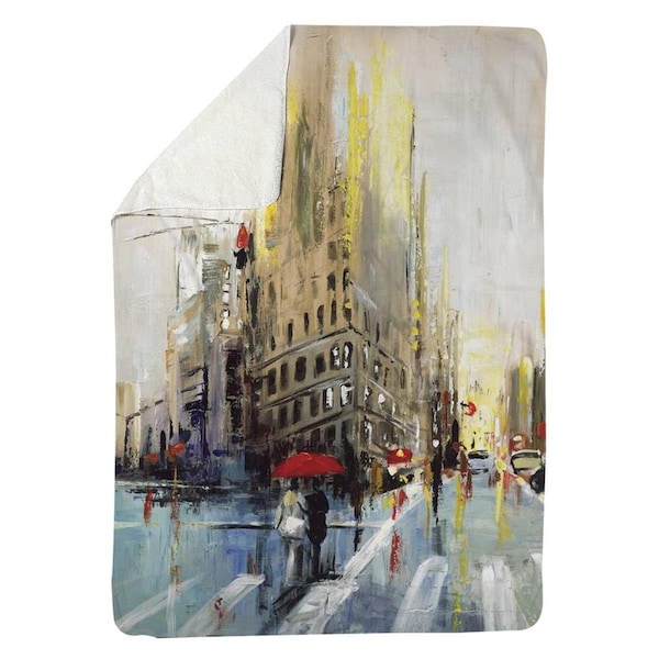 Kd Cuna 60 x 80 in. Abstract Rainy Street-Sherpa Fleece Blanket - KD2790155