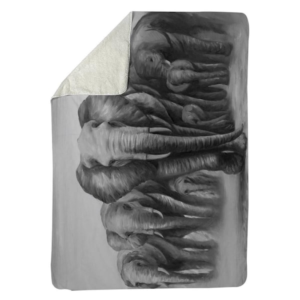 Kd Cuna 60 x 80 in. Herd of Elephants-Sherpa Fleece Blanket - KD2789006