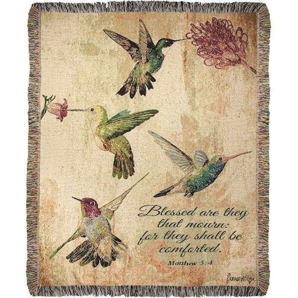 Manual Woodworkers Manual Woodworkers ATHBFLV 50 x 60 in. Hummingbird Floral with Verse Tapestry Throw - ATHBFLV