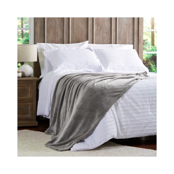 Hastings Home Velvet Throw - Oversized Microfiber Velvet Solid Polyester Throw Blanket - Breathable (Stone Grey) - 487846PJL