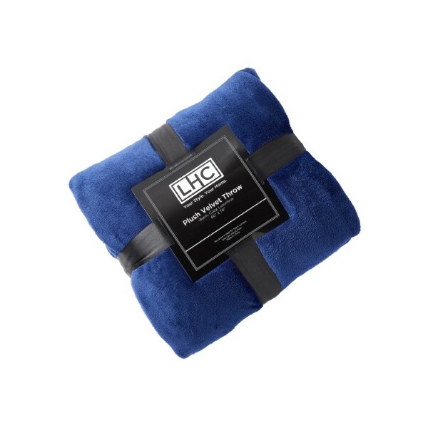 Hastings Home Velvet Throw Oversized Microfiber Velvet Solid Polyester Throw Blanket, Breathable, Midnight Blue - 895983ZDL