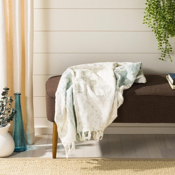Safavieh 50 x 70 in. Nicola Metallic Throw, White & Blue - THR854A-5070