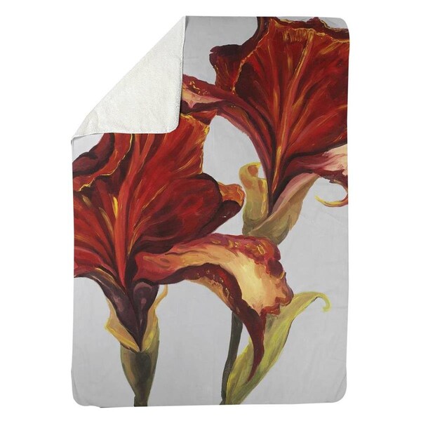 Begin Home Decor 60 x 80 in. Lilies with Fall Colors-Sherpa Fleece Blanket - 5545-6080-FL205
