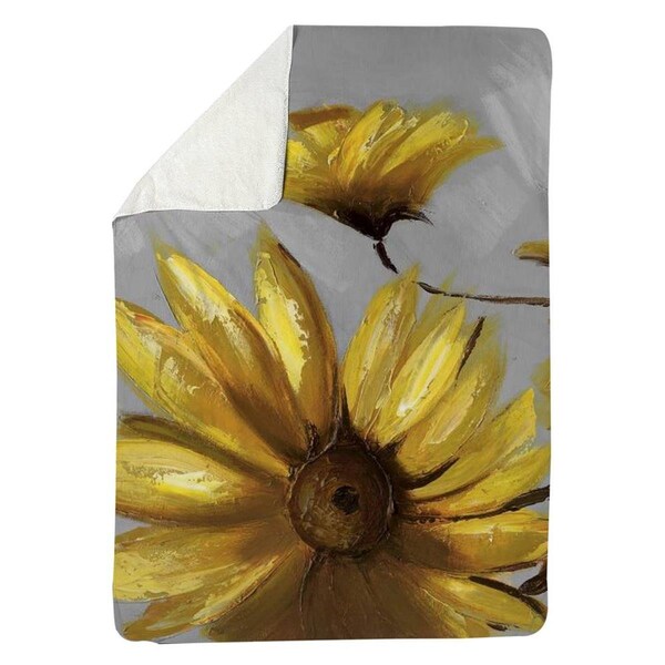 Begin Home Decor 60 x 80 in. Mountain Arnica Flowers-Sherpa Fleece Blanket - 5545-6080-FL1