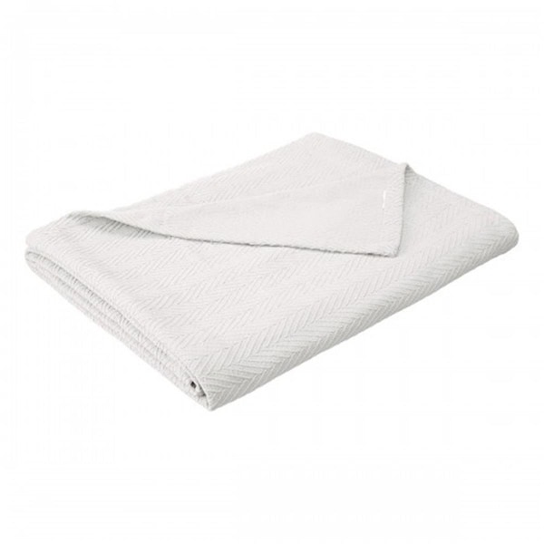 Impressions Impressions BLANKET-MET TW WH Twin & Twin XL Cotton Blanket - Metro; White - BLANKET_MET TW WH
