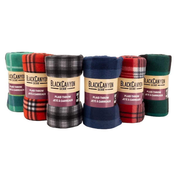 Blackcanyon Outfitters Plaid Rolled Throw, 50 x 60, Asst - BCGMYFB3