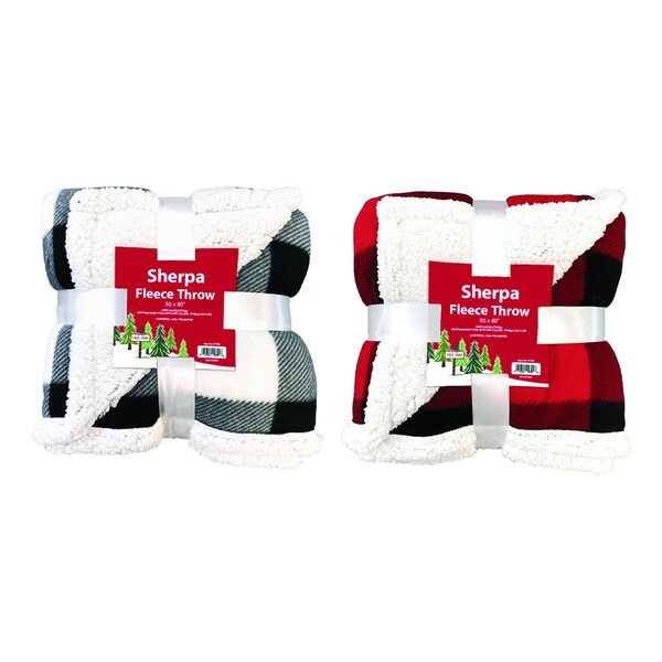 Jm Home Fashions J & M Home Fashions Buffalo Check Throw Sherpa Fleece 4 pc - JM HOME