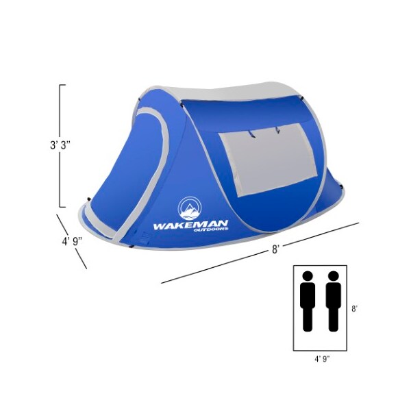 Leisure Sports Pop-up Tent 2-person Water Resistant Barrel Style Tent for Camping with Rain Fly And Carry Bag, BLue - 551852MEX