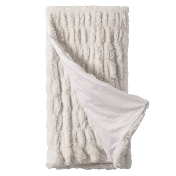 Deerlux Luxurious 50 in. x 60 in. Rached Faux Fur Cozy Throw Blanket, 2PK - QI004049.WT.2