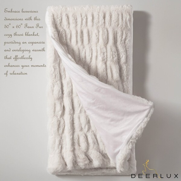Deerlux Luxurious 50 in. x 60 in. Rached Faux Fur Cozy Throw Blanket, 2PK - QI004049.WT.2