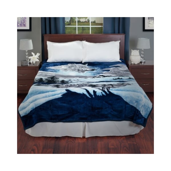 Hastings Home Hastings Home Wolf Heavy Thick Plush Mink Blanket - 8 pound - 862195VKO