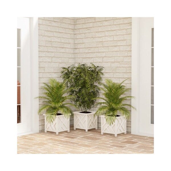 Nature Spring Nature Spring Square Planter Box- Raised Plant Stand for Indoor or Outdoor Use- Lattice Design - 282722CGO