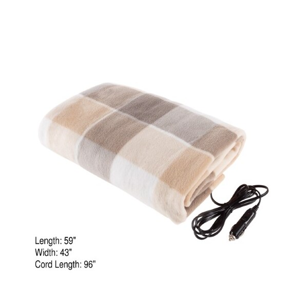 Fleming Supply Electric Car Blanket with 12-volt Polar Fleece Travel Throw for Car, Truck and RV for Cold Weather - 424231XJE