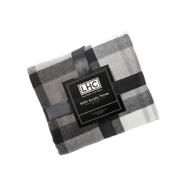 Hastings Home Soft Throw Blanket, Oversized, Fluffy, Vintage-Look an Cashmere-Like Woven Acrylic (Phantom Plaid) - 952210NTM