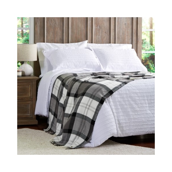 Hastings Home Soft Throw Blanket, Oversized, Fluffy, Vintage-Look an Cashmere-Like Woven Acrylic (Phantom Plaid) - 952210NTM