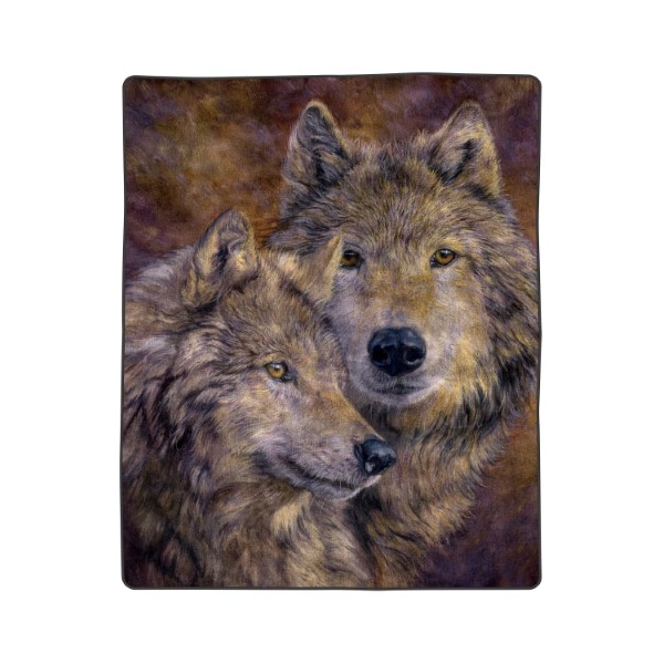 Hastings Home Heavy Fleece Blanket with Pair of Wolves Pattern 8-pound Faux Mink Blanket for Bed (74-in x 91-in) - 340171QMO