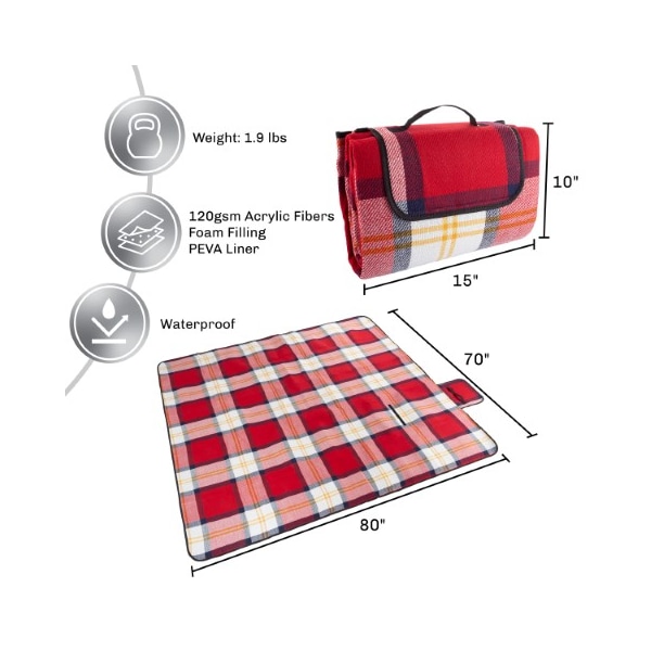 Leisure Sports Outdoor Picnic Blanket Oversized Beach Mat with Foam Padding-Waterproof and Foldable- For Travel - 560455GCS