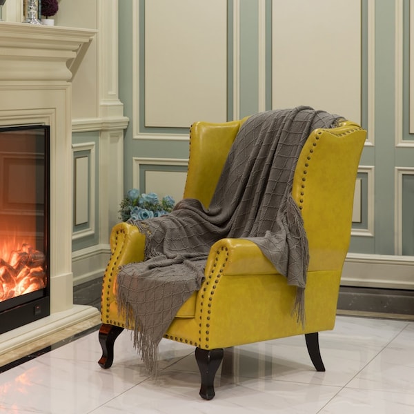 Deerlux Set of 2 Decorative Knit Throw Blanket, 50x60 in, Boasting a Durable Diamond Pattern Design - QI003966.GY.2