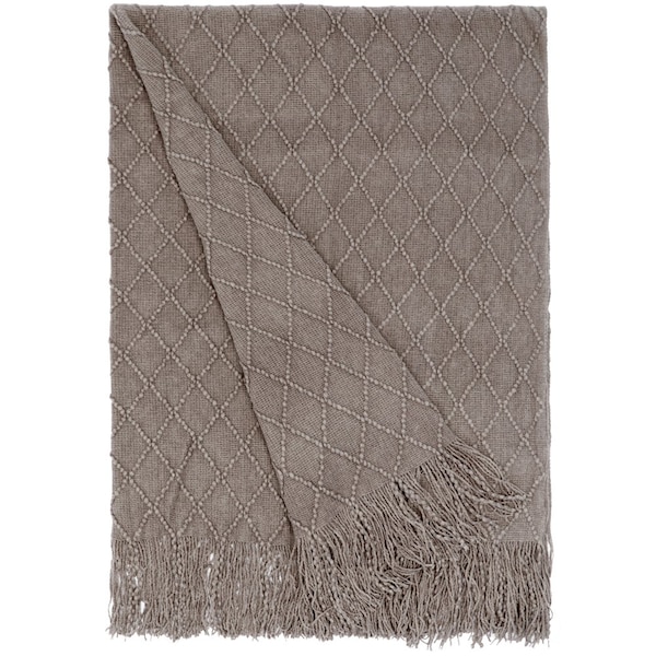 Deerlux Set of 2 Decorative Knit Throw Blanket, 50x60 in, Boasting a Durable Diamond Pattern Design - QI003966.GY.2