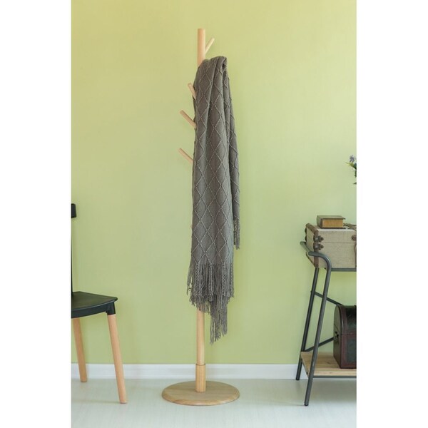 Deerlux Set of 2 Decorative Knit Throw Blanket, 50x60 in, Boasting a Durable Diamond Pattern Design - QI003966.GY.2