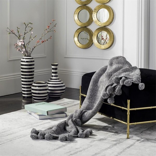 Safavieh 50 x 60 in. Pom Pom Knit Throw, Grey - THR190A-5060
