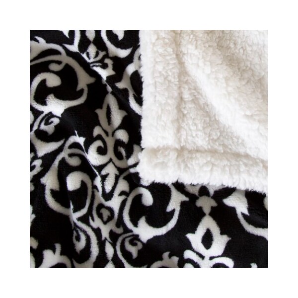 Hastings Home Hastings Home Fleece Sherpa Blanket Throw - Black/White - 708814OTR