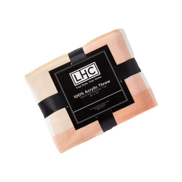 Hastings Home Soft Throw Blanket, Oversized, Fluffy, Vintage-Look an Cashmere-Like Woven Acrylic (Desert Blush Plaid) - 391646XXX