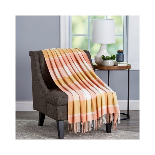 Hastings Home Soft Throw Blanket, Oversized, Fluffy, Vintage-Look an Cashmere-Like Woven Acrylic (Desert Blush Plaid) - 391646XXX