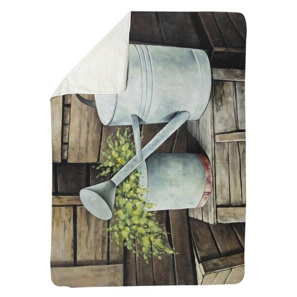 Kd Cuna 60 x 80 in. Vintage Watering Can-Sherpa Fleece Blanket - KD2785808